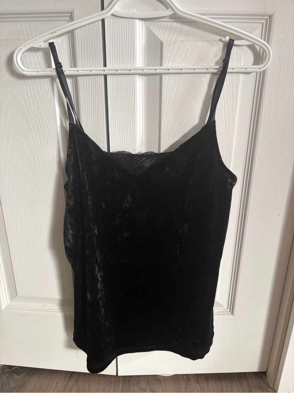 Kismet Black Velour Lace-Trim Camisole